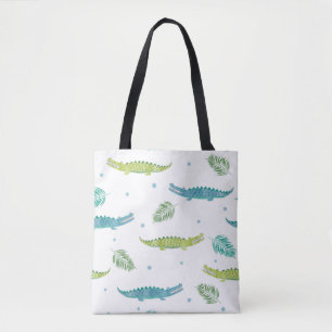 Crocodile Watercolor: Vintage Alligator Pattern Tote Bag
