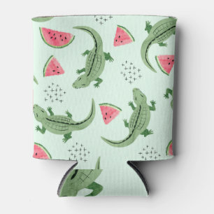 Crocodile Watermelon, Abstract Vintage Pattern. Can Cooler