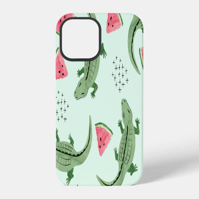 Crocodile Watermelon, Abstract Vintage Pattern. iPhone Case (Back)