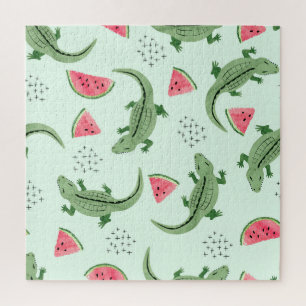 Crocodile Watermelon, Abstract Vintage Pattern. Jigsaw Puzzle