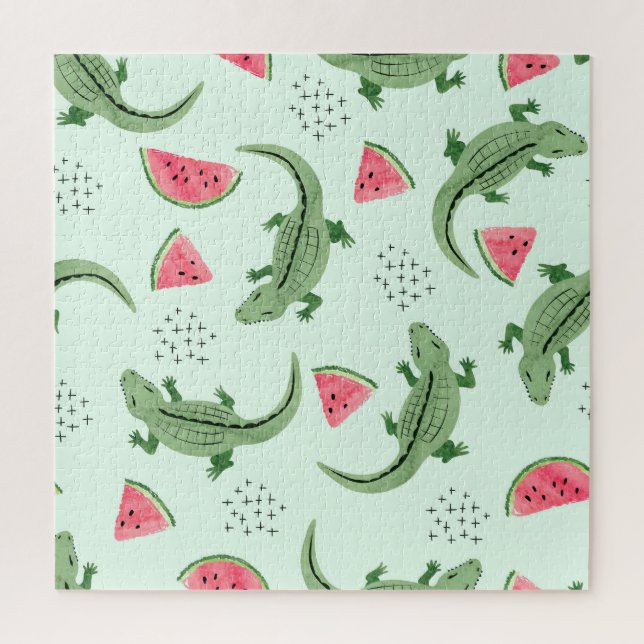 Crocodile Watermelon, Abstract Vintage Pattern. Jigsaw Puzzle (Vertical)