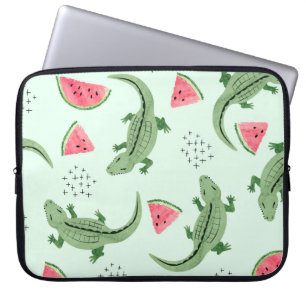 Crocodile Watermelon, Abstract Vintage Pattern. Laptop Sleeve