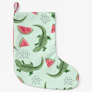 Crocodile Watermelon, Abstract Vintage Pattern. Small Christmas Stocking
