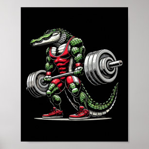 Crocodile Weightlifting Weight Weightlifter Bodybu Poster