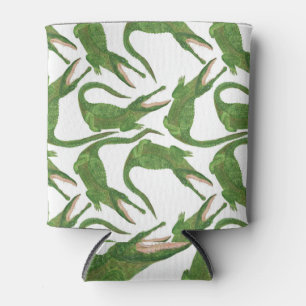 Crocodile White Watercolor Array Can Cooler