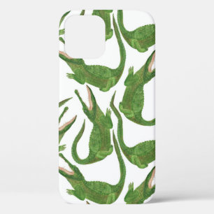 Crocodile White Watercolor Array iPhone 12 Case