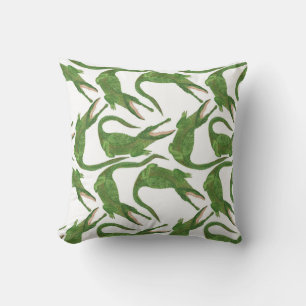 Crocodile White Watercolor Array Cushion