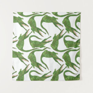 Crocodile White Watercolor Array Tapestry