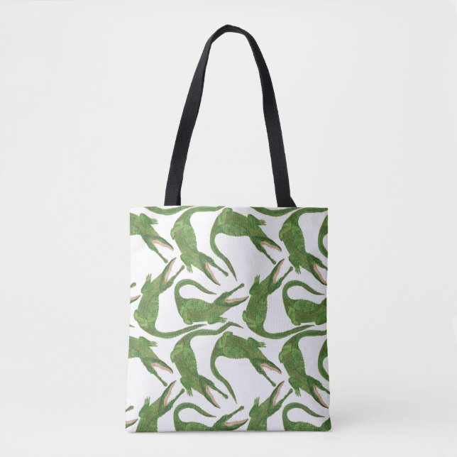 Crocodile White Watercolor Array Tote Bag (Front)