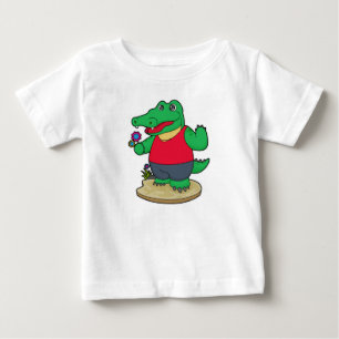 Crocodile with Flowers Baby T-Shirt