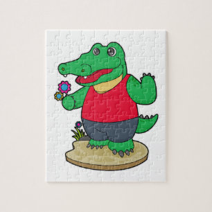 Crocodile with Flowers Jigsaw Puzzle