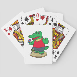 Crocodile with Flowers Playing Cards