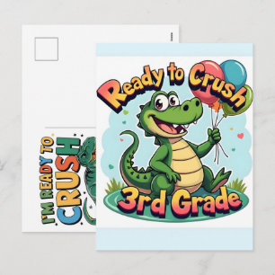 crocodile with the words ready to hit the school t holiday postcard