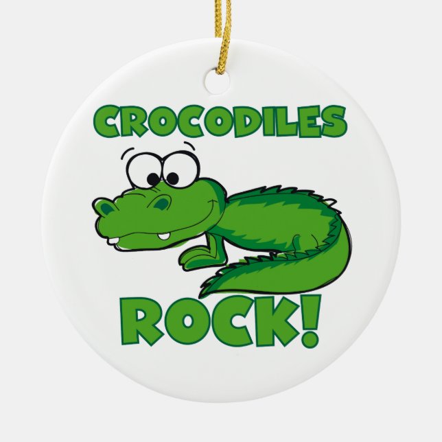 Crocodiles Rock Ceramic Tree Decoration (Front)
