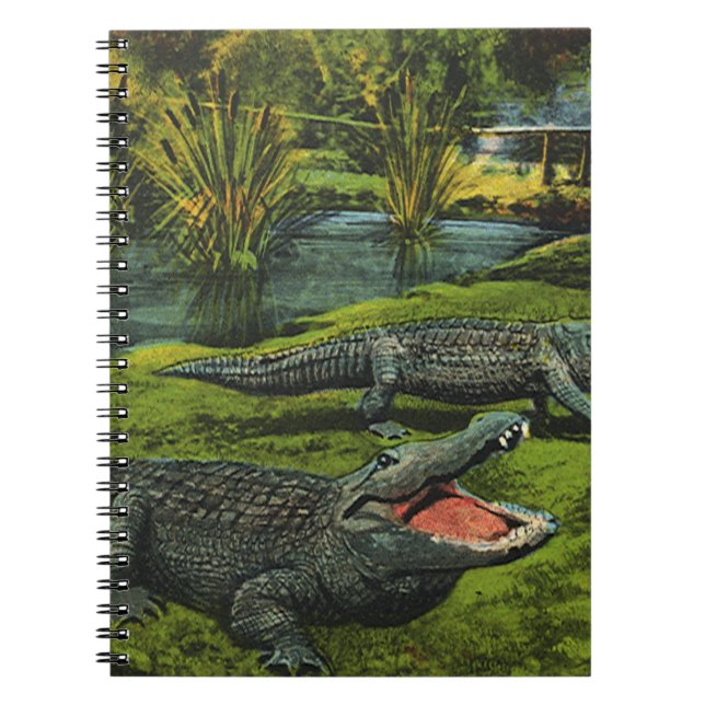 Crocodiles, Vintage Marine Life Reptiles Animals Notebook (Front)