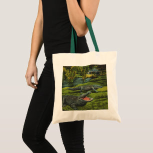Crocodiles, Vintage Marine Life Reptiles Animals Tote Bag
