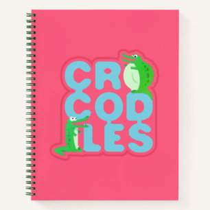 Crocodiles with two happy crocs - blue letters notebook