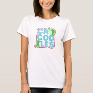 Crocodiles with two happy crocs - blue letters T-Shirt