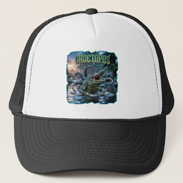 Croctopus Photographic – Crocodile Octopus Scary Trucker Hat (Front)