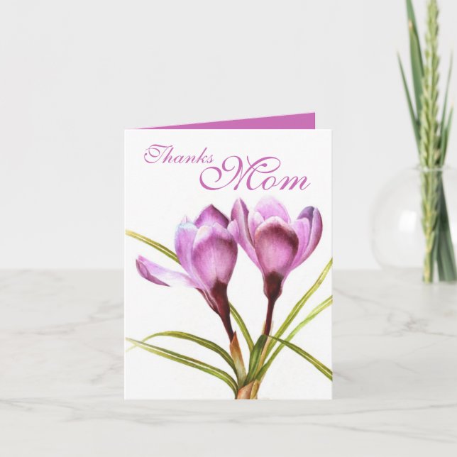 Crocus art "Thanks Mum" purple card (Front)