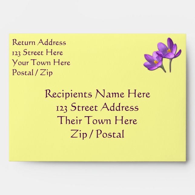 Crocus Envelopes Custom Purple Flower Envelopes (Front)