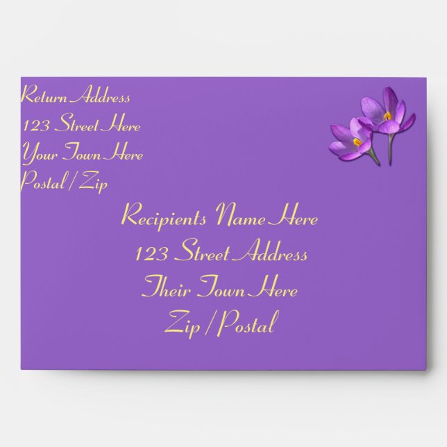 Crocus Envelopes Custom Purple Flower Envelopes (Front)