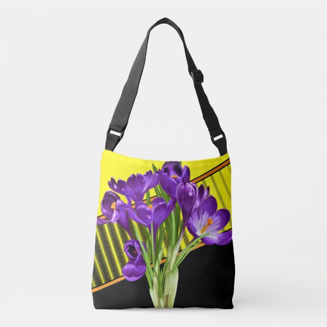 Crocus Floral/Geometric Design Crossbody Bag (Front)