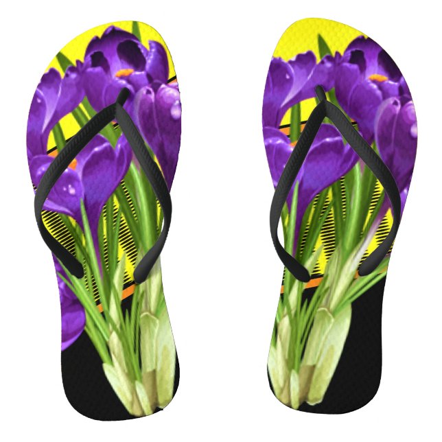 Crocus Floral/Geometric Design Flip Flops (Footbed)