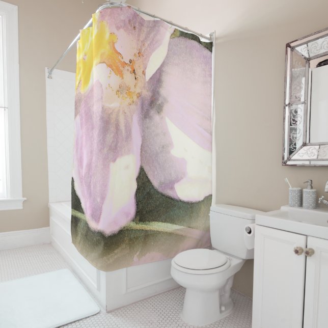 Crocus Floral Watercolor Painting Shower Curtain (In Situ)
