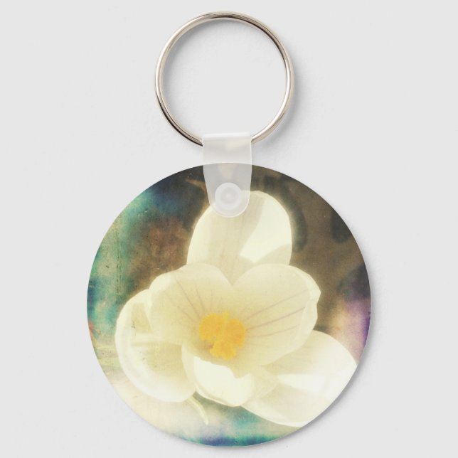 Crocus Flower Grunge Key Ring (Front)