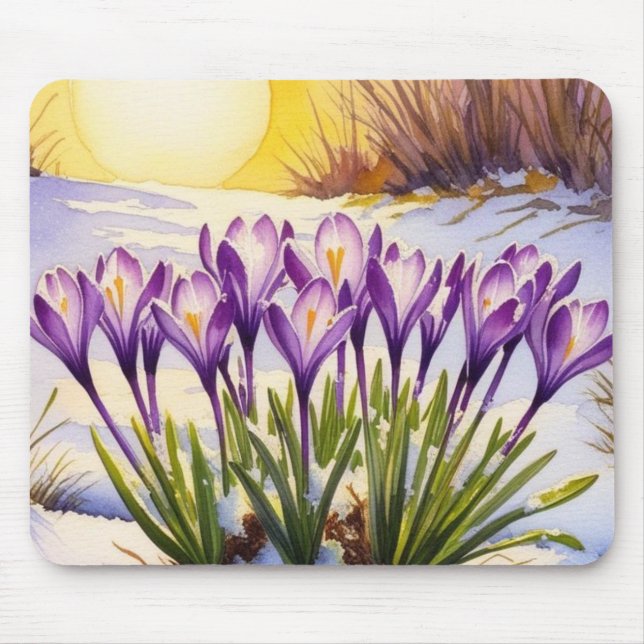 Crocus Flower Mouse Mat (Front)