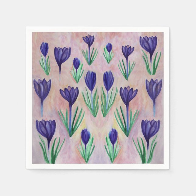 Crocus Flower Pattern  Napkins (Front)