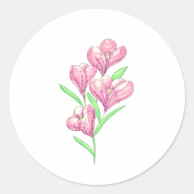 Crocus Flowers Classic Round Sticker (Front)