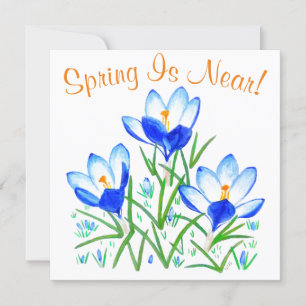 Crocus Flowers on White Flat Card