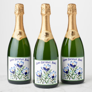 Crocus Flowers Sparkling Wine Label