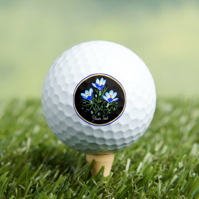  Crocus Flowers With Text On Black Golf Balls (Insitu Tee)