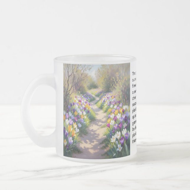 Crocus  frosted glass coffee mug (Left)