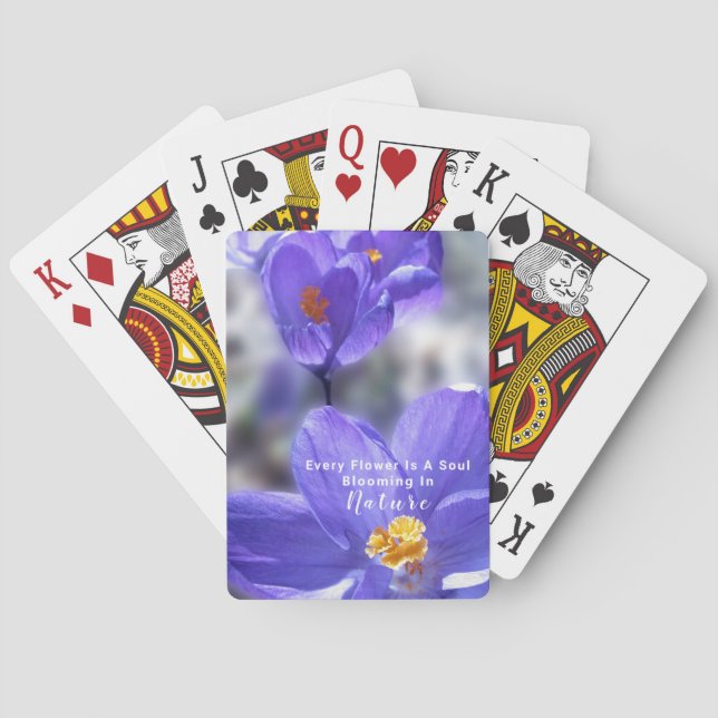 Crocus Photo Flower Quote Playing Cards (Back)