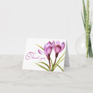 Crocus purple flower wedding thank you card