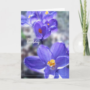 Crocus Purple Flowers Happy Birthday Card