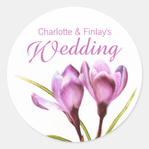 Crocus purple watercolor wedding sticker