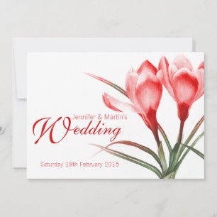 Crocus red pink floral wedding invitation