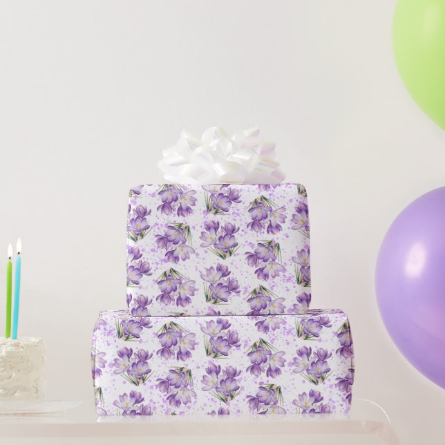 Crocus Spring Floral Pattern Wrapping Paper (Party Gifts)