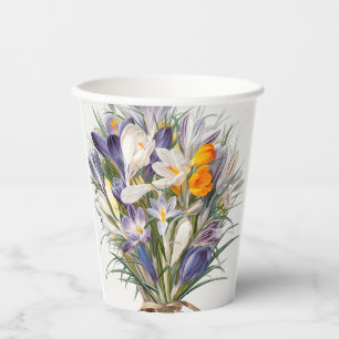 Crocus Spring Flower Botanical Floral Art Paper Cups