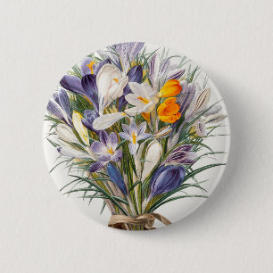 Crocus Spring Flower Floral Art 6 Cm Round Badge