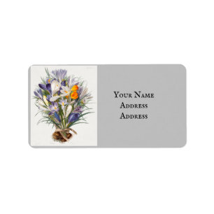 Crocus Spring Flower Floral Art Label