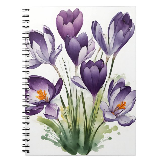 Crocus - Watercolor flowers Notebook (Front)