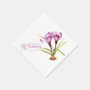 Crocus watercolor purple wedding napkins