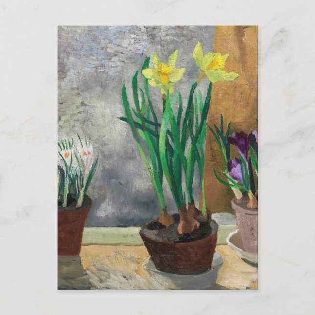 Crocuses and Daffodils in Pots | Christopher Wood Postcard (Front)