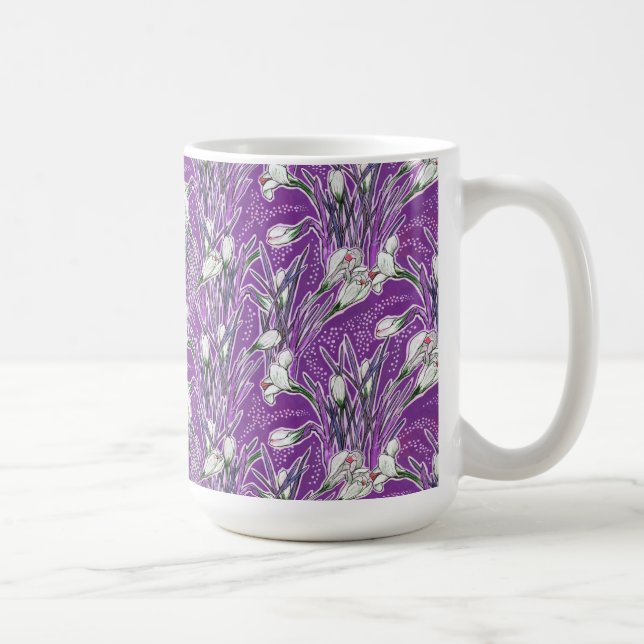 Crocuses, Floral Botanical Pattern Garden Flowers Coffee Mug (Right)